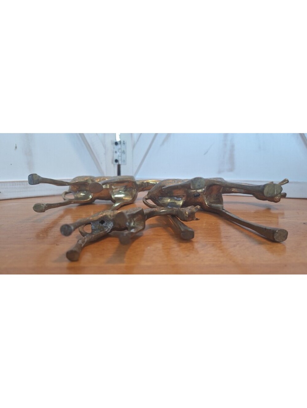Vintage Set Of 3 Solid Brass Giraffe Statue Figurines Mom/Dad/Baby/Family - Picture 6 of 9